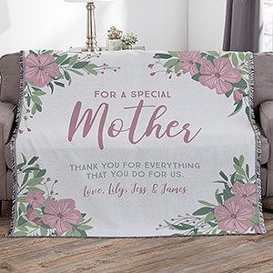 Floral Special Message Personalized 56x60 Woven Throw Blanket - 25444-A