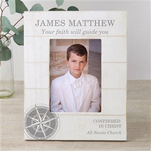 First Communion Compass Personalized Shiplap Picture Frame- 5x7 Vertical - 25497-5x7V