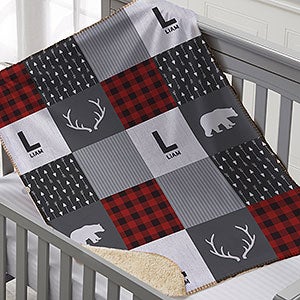 Buffalo Check Plaid Personalized 30x40 Sherpa Baby Blanket - 25504-SS