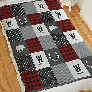 Buffalo Check Plaid Personalized 56x60 Woven Baby Throw - 25504-A
