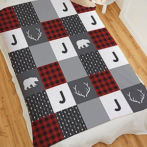 Buffalo Plaid Personalized 50x60 Sherpa Baby Blanket - 25504-S