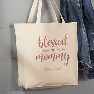 Blessed Mama Personalized 20 x 15 Canvas Tote Bag - 25531-L
