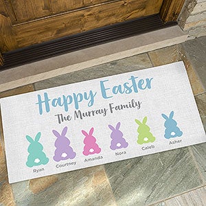 Pastel Bunny Family Character Personalized Easter Doormat- 24x48 - 25542-O