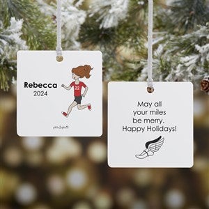 philoSophies® Cross Country Runner Personalized Square Ornament- 2.75 Metal 2S - 25560-2M