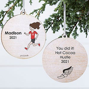 Cross Country Runner Personalized Ornament - 2 Sided Wood - 25560-2W