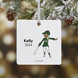 philoSophies® Baseball Player Personalized Square Ornament- 2.75 Metal 1 Sided - 25561-1M
