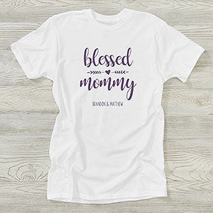 Blessed Mama Personalized Hanes T-Shirt - 25563-AT