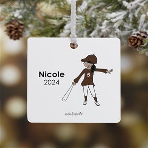 philoSophies® Softball Player Personalized Square Ornament- 2.75 Metal 1 Sided - 25571-1M