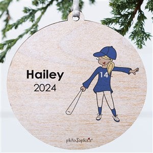 philoSophies® Softball Player Personalized Ornament-3.75 Wood - 1 Sided - 25571-1W