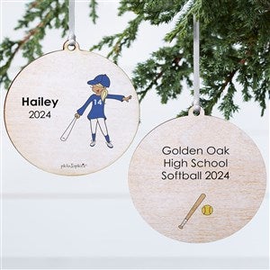 philoSophies® Softball Player Personalized Ornament-3.75 Wood - 2 Sided - 25571-2W