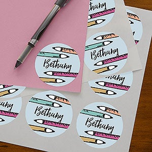 Playful Pencils Personalized Stickers - 25609