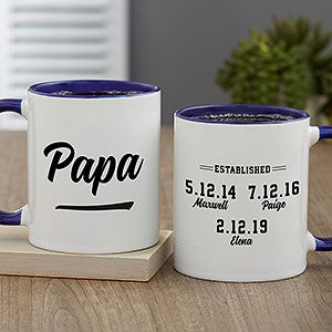 Established Personalized Coffee Mug For Grandpa 11 oz.- Blue - 25612-BL