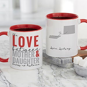 Love Knows No Distance Personalized Coffee Mug for Mom 11 oz.- Red - 25617-R