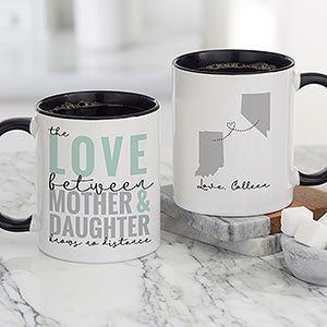 Love Knows No Distance Personalized Coffee Mug for Mom 11 oz.- Black - 25617-B