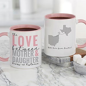 Love Knows No Distance Personalized Coffee Mug for Mom 11 oz.- Pink - 25617-P