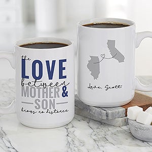 Love Knows No Distance Personalized Coffee Mug for Mom 15 oz.- White - 25617-L