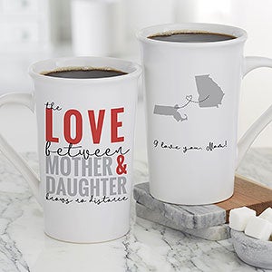 Love Knows No Distance Personalized Latte Mug for Mom 16 oz.- White - 25617-U