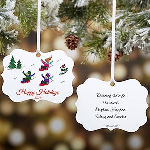 philoSophies® Sledding Family Personalized Metal Ornament - 25688