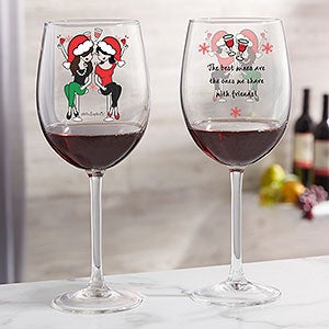 Christmas Best Friends Personalized Red Wine Glass - 25799-R