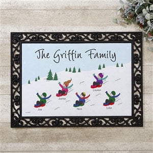 philoSophies® Christmas Sledding Family Personalized Doormat- 18x27 - 25824