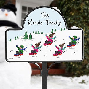 philoSophies® Christmas Sledding Family Personalized Magnetic Garden Sign - 25825