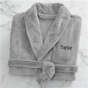 Personalized Luxury Fleece Robe - Grey - 25874-G
