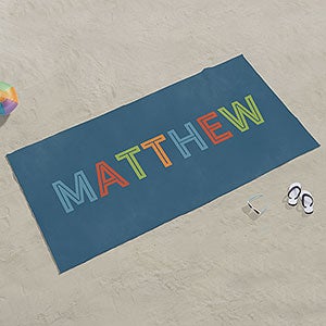 Boys Colorful Name Personalized 35x72 Beach Towel - 25889-L