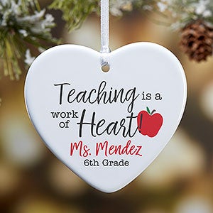 Inspiring Teacher Personalized Heart Ornament - 1 Sided Glossy - 25923-1