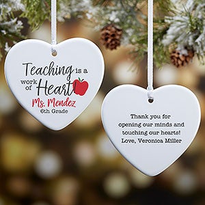Inspiring Teacher Personalized Heart Ornament- 3.25 Glossy - 2 Sided - 25923-2