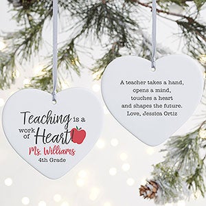 Inspiring Teacher Personalized Heart Ornament- 4 Matte - 2 Sided - 25923-2L