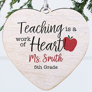 Inspiring Teacher Personalized Heart Ornament- 4 Wood - 1 Sided - 25923-1W