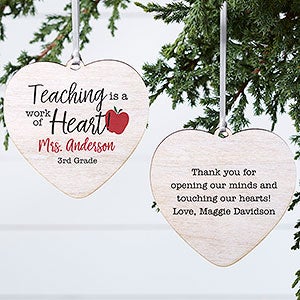 Inspiring Teacher Personalized Heart Ornament- 4 Wood - 2 Sided - 25923-2W