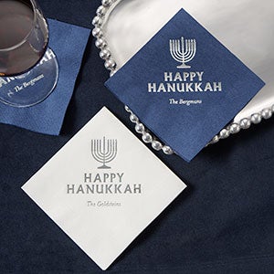 Happy Hanukkah Personalized Cocktail Napkins - 25944D
