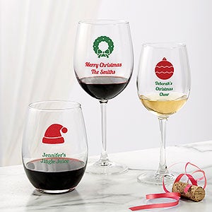 Christmas Plaid Personalized 19 oz Red Wine Glass