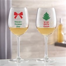 Choose Your Icon Personalized Christmas White Wine Glass - 25994-W