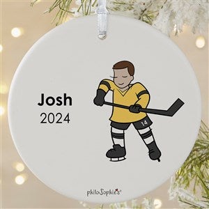 philoSophies® Hockey Player Personalized Round Ornament-3.75 Matte - 1 Sided - 26073-1L