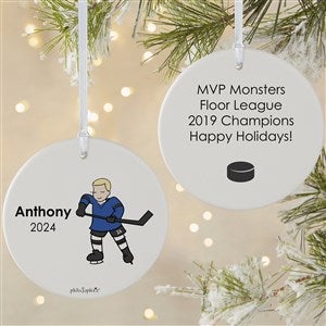 philoSophies® Hockey Player Personalized Round Ornament-3.75 Matte - 2 Sided - 26073-2L