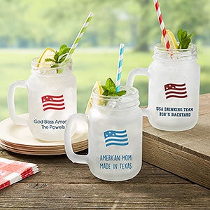 Choose Your Icon Personalized Patriotic Frosted Mason Jar Glass - 26115