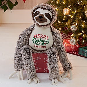 Merry Slothmas Personalized Long Legged Sloth Stuffed Animal - 26132