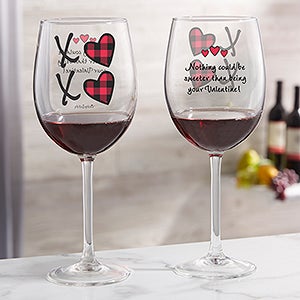 XoXo Buffalo Check by philoSophies® Personalized Red Wine Glass - 26219-R