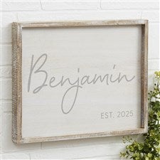 Simple and Sweet Personalized Baby Barnwood Frame Wall Art- 14x 18 - 26222-14x18