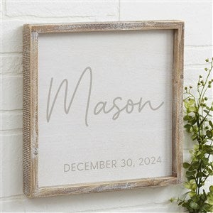 Simple and Sweet Personalized Baby Barnwood Frame Wall Art- 12x 12 - 26222-12x12