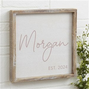 Simple and Sweet Personalized Baby Girl Barnwood Frame Wall Art- 12x 12 - 26224-12x12