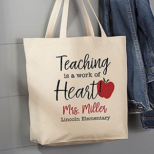 Inspiring Teacher Personalized Canvas Tote Bag - 20x15 - 26292-L