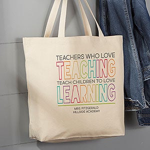 Teaching  Learning Personalized Canvas Tote Bag 20x15 - 26293-L