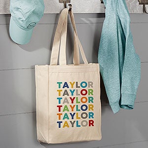 Vibrant Name Personalized Canvas Tote Bag - 14x10 - 26296-S