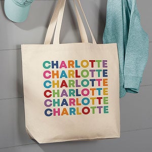 Vibrant Name Personalized Canvas Tote Bag - 20x15 - 26296-L