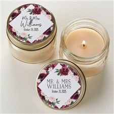 Wine Colorful Floral Personalized Mason Jar Candle Wedding Favors - 26333