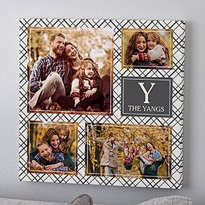 Custom Pattern 4 Family Photo Collage Square Canvas Print- 20 x 20 - 26364-L