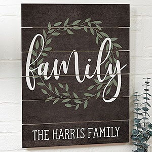 Family Wreath Personalized Shiplap Sign- 16 x 20 - 26366-16x20